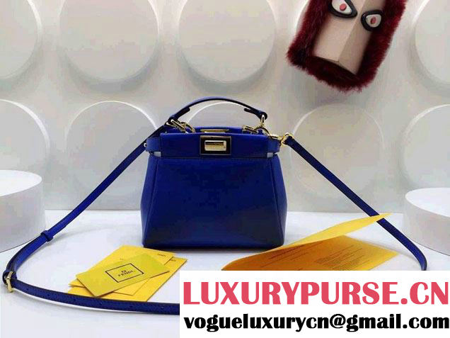 Fendi Peekaboo Micro Tote Bag Blue Spring 2015