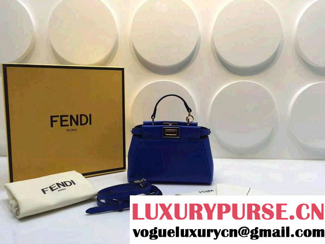 Fendi Peekaboo So Micro Tote Bag Blue 2015