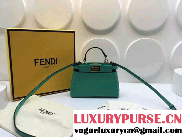 Fendi Peekaboo So Micro Tote Bag Green 2015