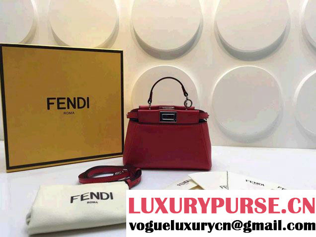 Fendi Peekaboo So Micro Tote Bag Red 2015