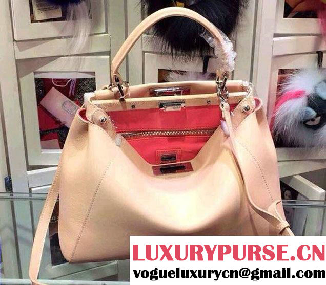 Fendi Peekaboo Medium Tote Bag Light Pink 2015