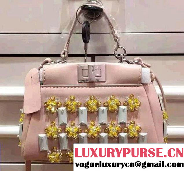 Fendi Embellished Micro Peekaboo Bag Pink Spring Summer Runway 2015