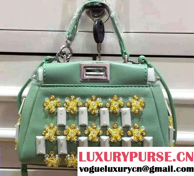 Fendi Embellished Micro Peekaboo Bag Light Green Spring Summer Runway 2015