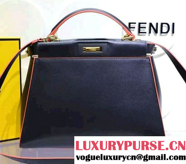 Fendi Calfskin Peekaboo Bag With Contrasting Edges Black/Red 2015/2016