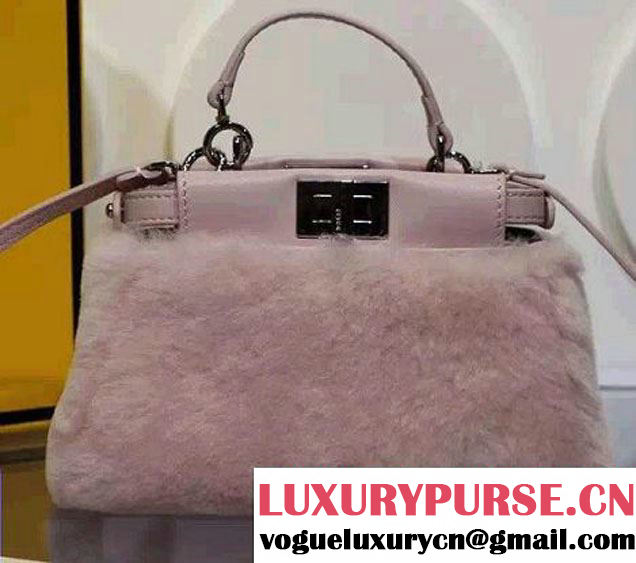 Fendi Shearling Peekaboo So Micro Tote Bag Pink 2015/2016