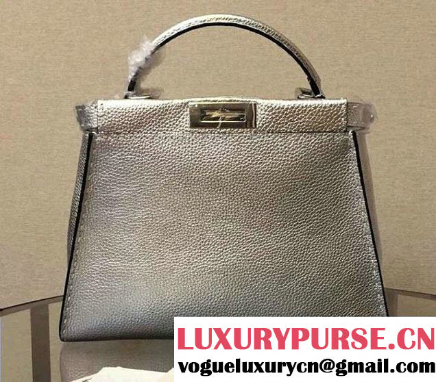 Fendi Togo Leather Peekaboo Bag Silver 2015/2016