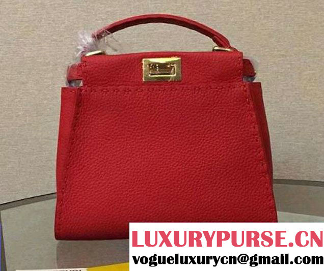 Fendi Togo Leather Mini Peekaboo Bag Red 2015/2016