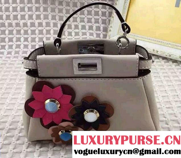 Fendi Floral Embellished So Micro Peekaboo Bag Off White 2016