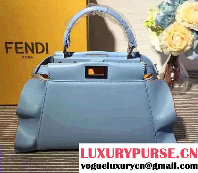 Fendi Wavy Mini Peekaboo Runway Bag Sky Blue Fall 2016