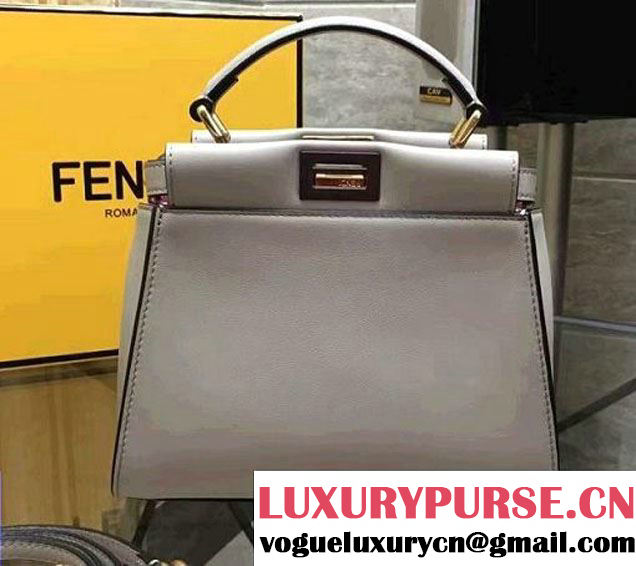 Fendi Calfskin Edge Detail Peekaboo Mini Bag Off White/Pink 2016