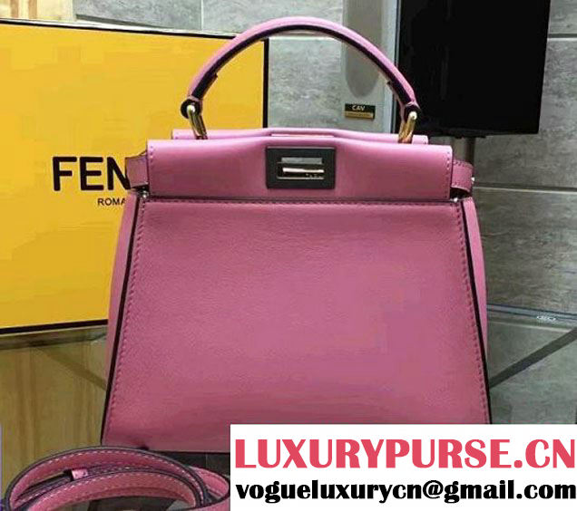 Fendi Calfskin Edge Detail Peekaboo Mini Bag Pink/Black 2016