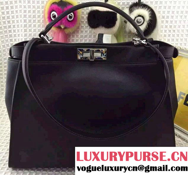 Fendi Camouflage Hardware Large Peekaboo Bag Black 2016