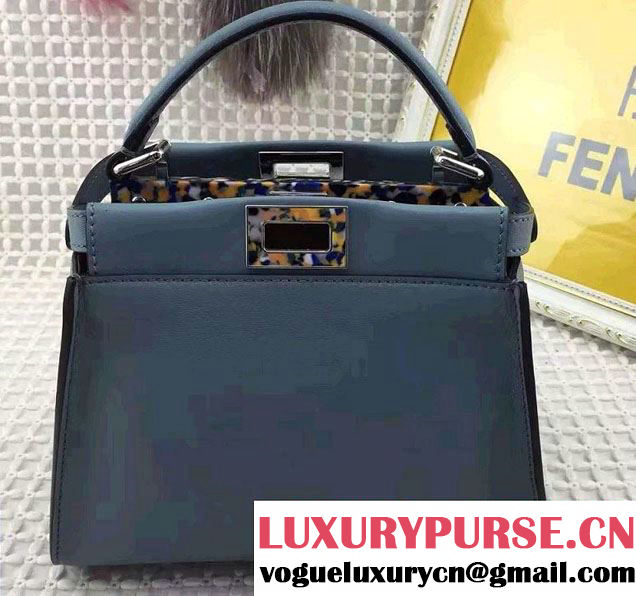 Fendi Camouflage Hardware Mini Peekaboo Bag Light Blue 2016