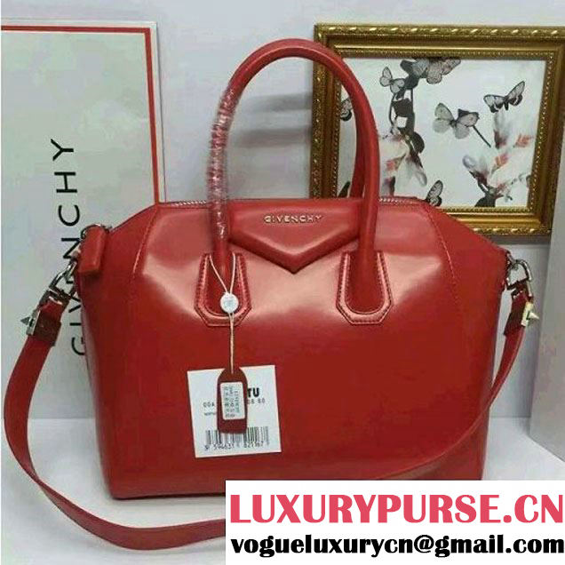 Givenchy Small/Medium Antigona Tote Bag in Glossy Calfskin Red (JX-6071341 )