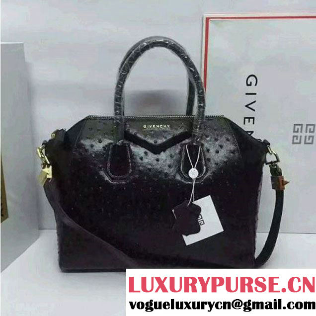 Givenchy Small/Medium Antigona Bag in Ostriche Pattern Calfskin Black(GHW) (JX-6071345 )