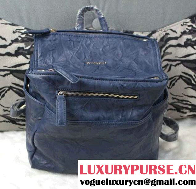 Givenchy Washed Sheepskin Pandora Backpack Large Bag Blue