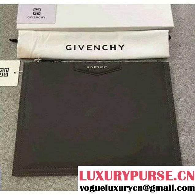 Givenchy Antigona Pouch Clutch Bag in Grainy Calfskin Gray 2016 (YS-6071533 )