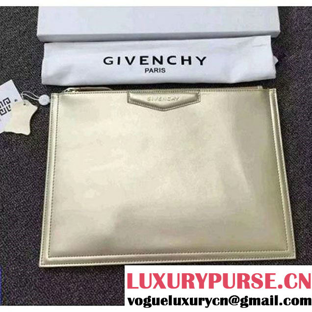 Givenchy Antigona Pouch Clutch Bag in Smooth Calfskin Gold 2016 (YS-6071536 )