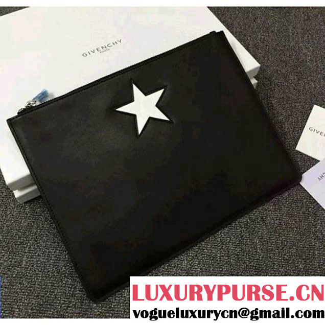 Givenchy Smooth Calfskin Small Pouch Clutch Bag with White Star 2016 (YS-6071551 )