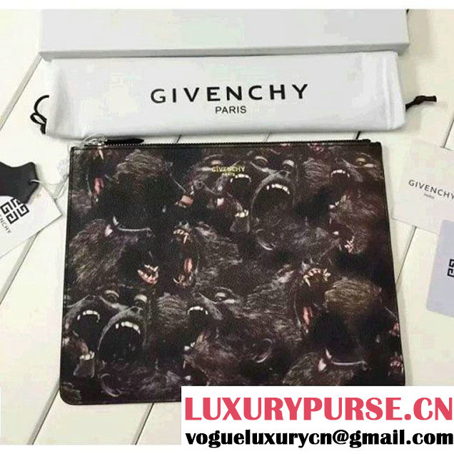 Givenchy Monkey Printed Small Pouch Clutch Bag in Griany Calfskin (2) 2016 (YS-6071568 )