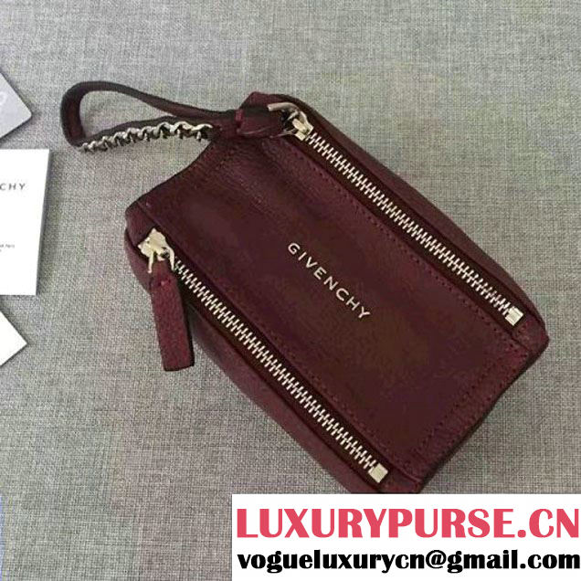 Givenchy Pandora Pouch Clutch Bag In Burgundy Goatskin 2017 (YS-7032525 )