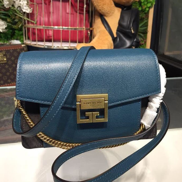 Givenchy GV3 Shoulder Bag 22cm Grained Calfskin Leather Spring Summer 2018 Collection Blue