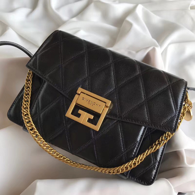 Givenchy Small GV3 Bag In Diamond Quilted Leather Black