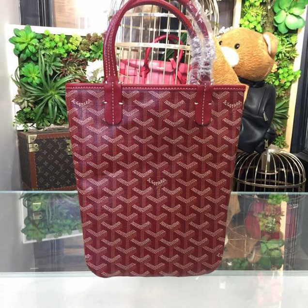 Goyard Mini Tote Bag 18cm Canvas Leather Spring Summer 2018 Collection Burgundy