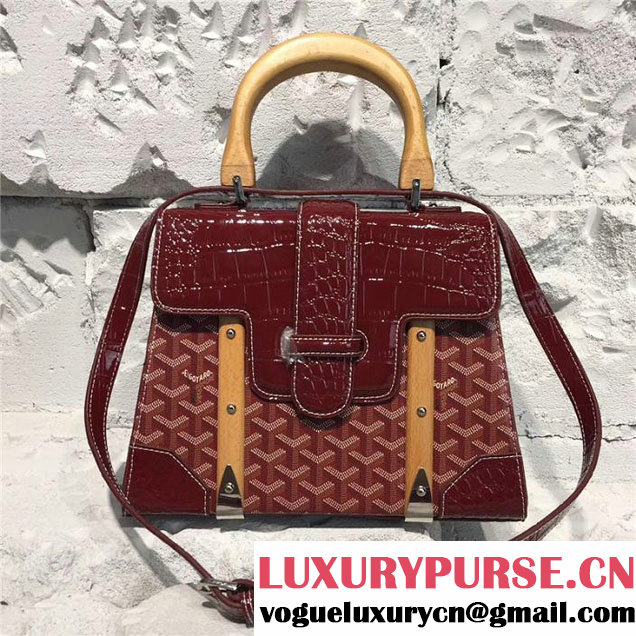 Goyard Saigon PM 30cm Handle Bag Shiny Crocodile Leather Fall Winter 2017 Collection Burgundy