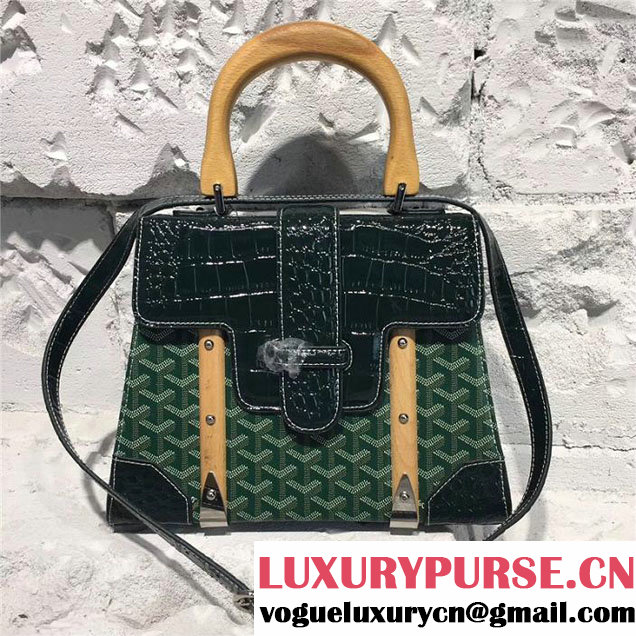 Goyard Saigon PM 30cm Handle Bag Shiny Crocodile Leather Fall Winter 2017 Collection Green