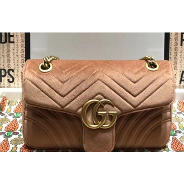 Gucci GG Marmont Matelassé Chevron Small Chain Shoulder Bag 443497 Velvet Taupe 2018