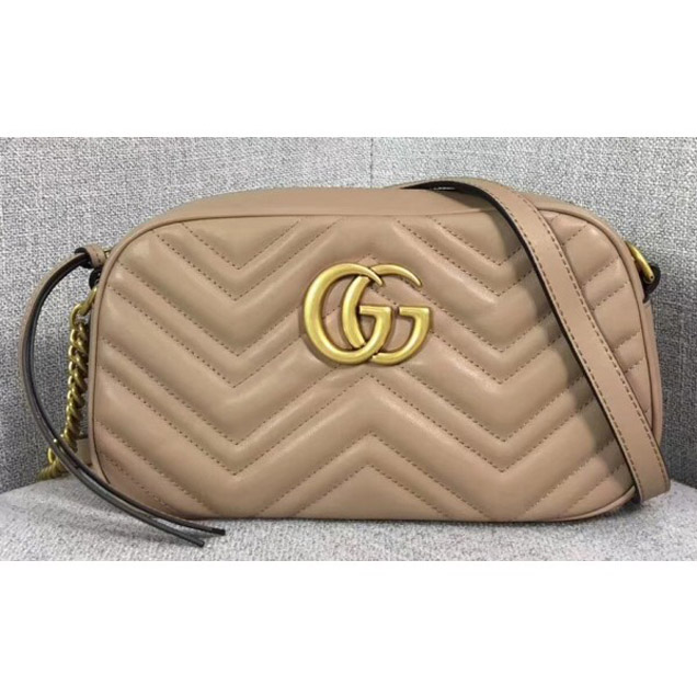 Gucci GG Marmont Chevron Shoulder Small Bag 447632 Nude