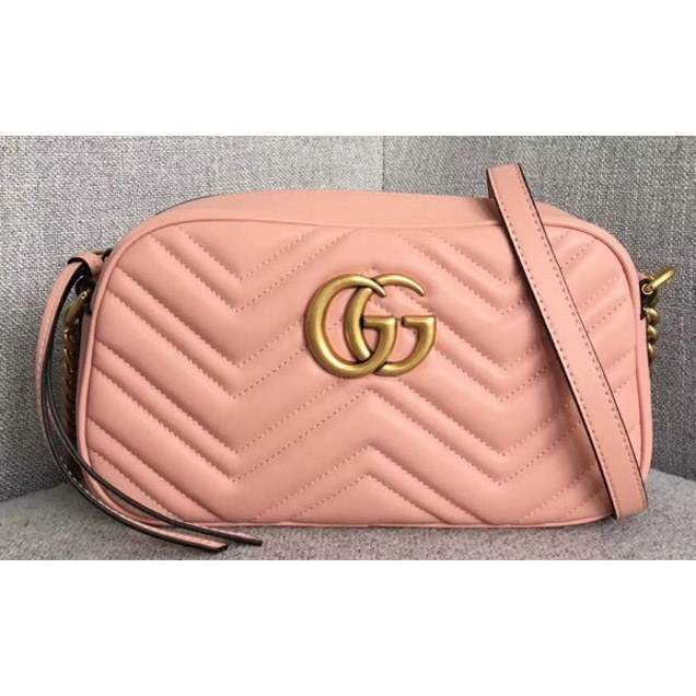 Gucci GG Marmont Chevron Shoulder Small Bag 447632 Pink