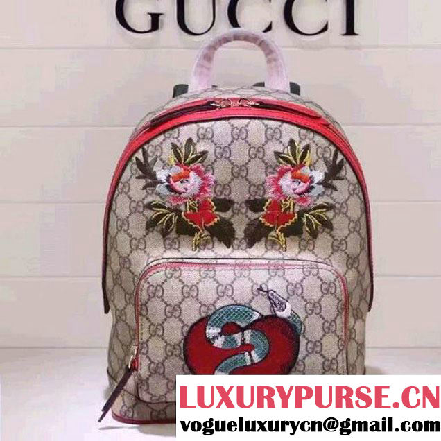 Gucci 427042 Limited Edition GG Supreme Backpack With Snake and Flower F/W 2016 (XYS-6112516 )