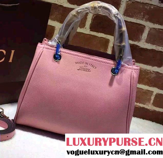 Gucci Small Bamboo Shopper Leather Tote Bag 336032 Pink