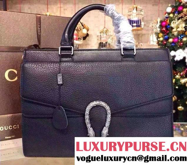 Gucci Dionysus Leather Briefcase Tote Bag 397657 Black