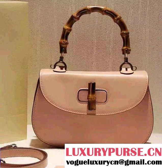 Gucci Bamboo Classic Leather Top Handle Bag 409398 Blush Pink 2016