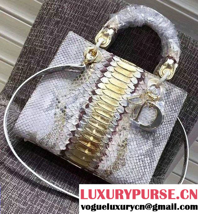 Lady Dior Medium Python Tote Bag