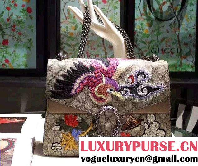 Gucci Dionysus GG Supreme Bird and Flowers Canvas Shoulder Medium Bag 403348 2016