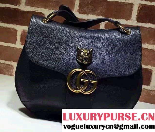 Gucci GG Marmont Leather Shoulder Medium Bag 409154 Black 2016