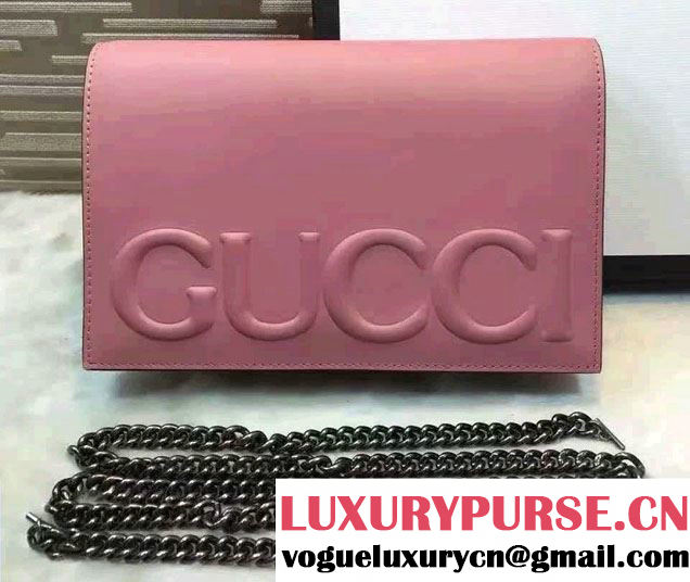 Gucci XL Leather Mini Chain Shoulder Bag 421850 Pink 2016