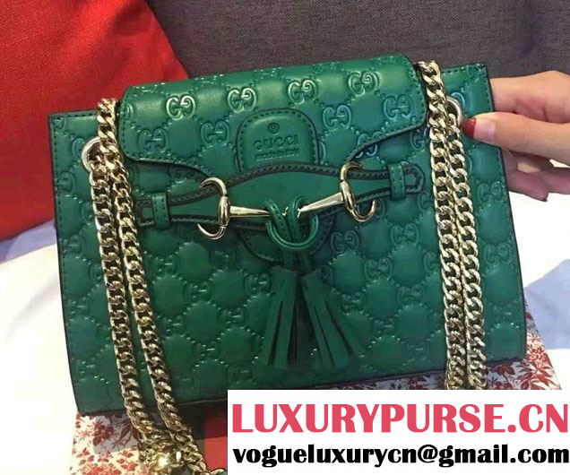 Gucci Emily Guccissima Leather Chain Shoulder Small Bag 369621 Green