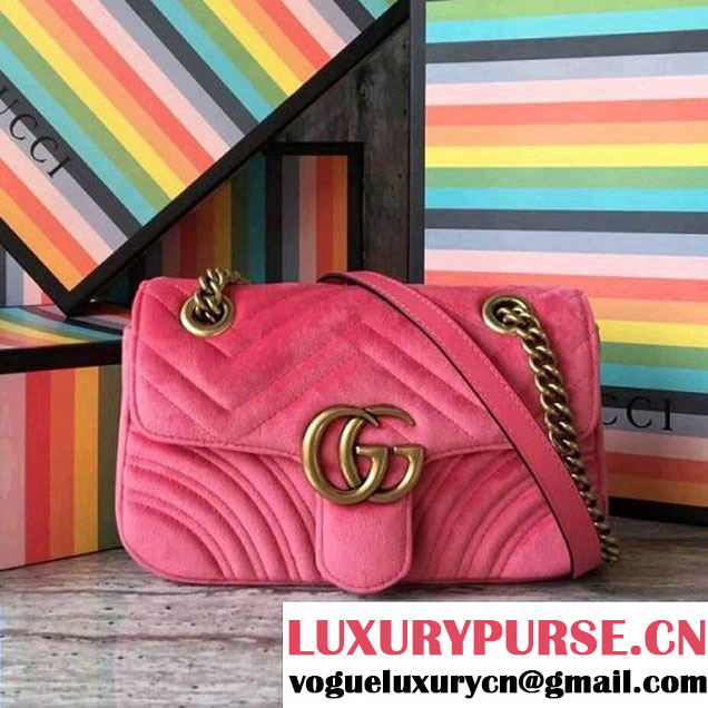 Gucci GG Marmont Velvet Mini Shoulder Bag 446744 Pink 2017 (SLP-7091502 )