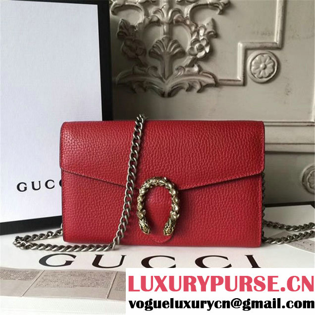 Gucci Crystal Dionysus Wallet On A Chain 20cm Shoulder Bag Spring Summer 2017 Collection Red