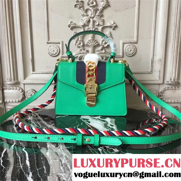 Gucci Sylvie Mini Satchel 20cm Bag with Rope 470270 Spring Summer 2017 Collection Green