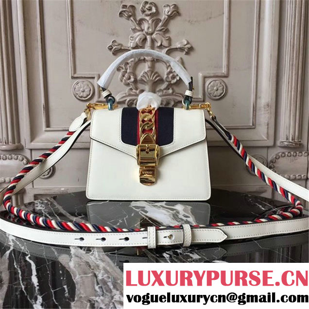 Gucci Sylvie Mini Satchel 20cm Bag with Rope 470270 Spring Summer 2017 Collection White