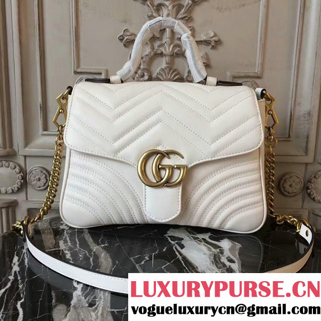 Gucci GG Marmont Small Top Handle Bag 27cm 498110 White