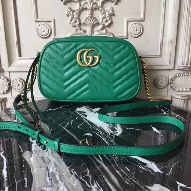 Gucci GG Marmont Small Matelasse Shoulder Bag 447632 Green