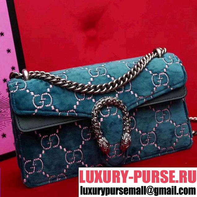 Gucci Dionysus GG Velvet Small Shoulder Bag 499623 Blue 2018 (2A010-8010525 )