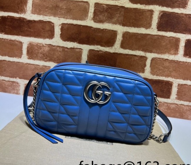 Gucci GG Marmont Geometric Leather Small Shoulder Bag 447632 Blue 2022